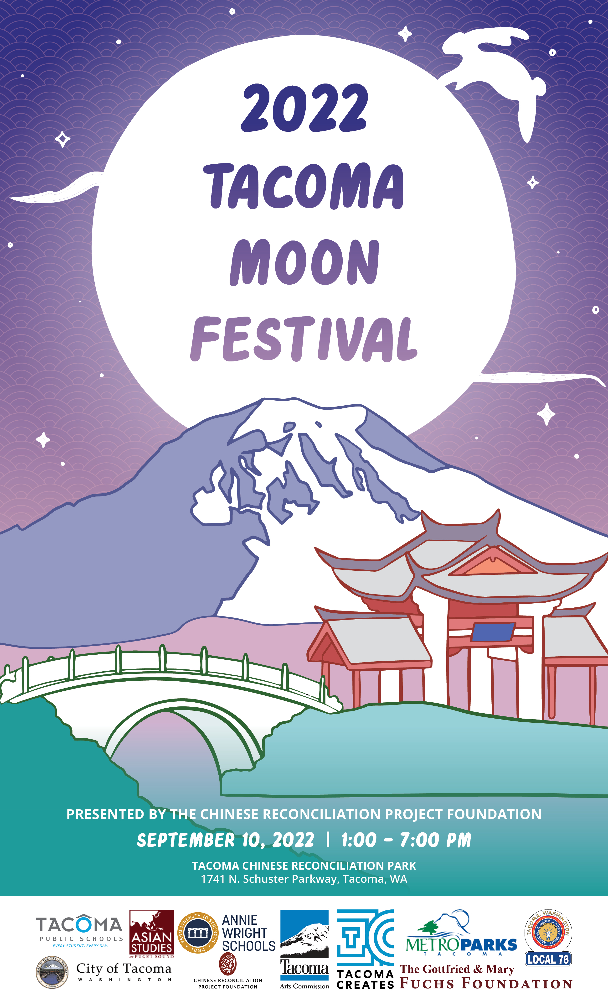 Purple gradient Tacoma Moon Festival poster